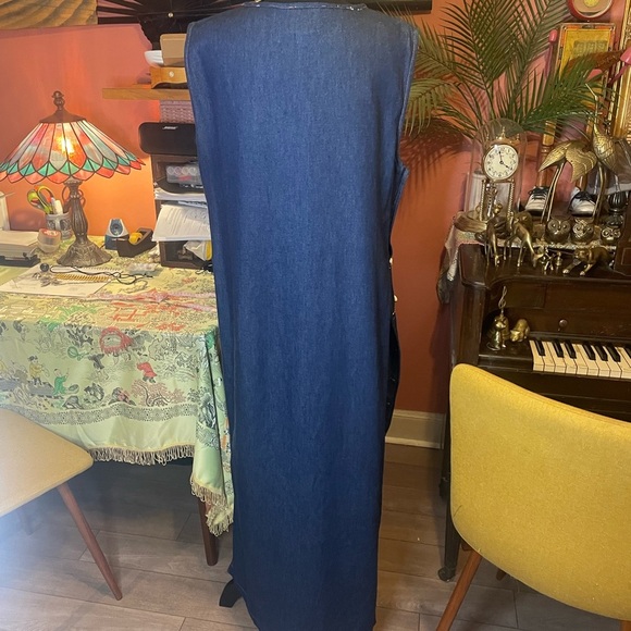 AMAZING vintage 70s 80s Molato denim dress with shell and abstract female face - Picture 3 of 8